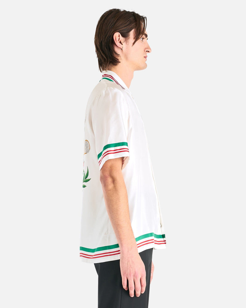 Casa Way Silk Twill Knitted Short Sleeve Shirt in White – SVRN