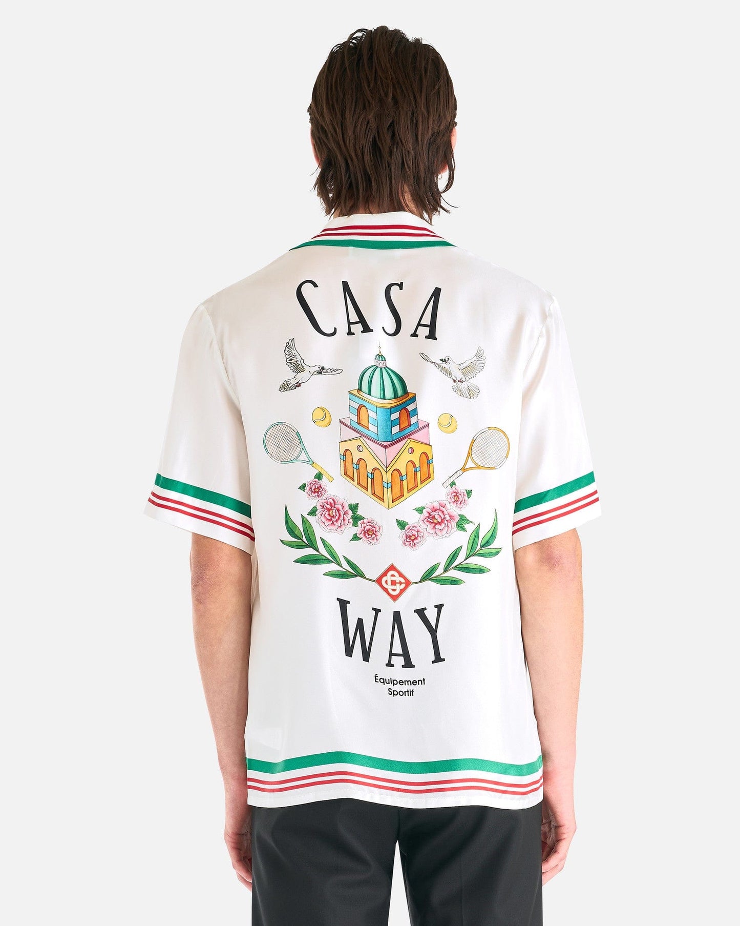 Casablanca Men's Shirts Casa Way Silk Twill Knitted Short Sleeve Shirt in White