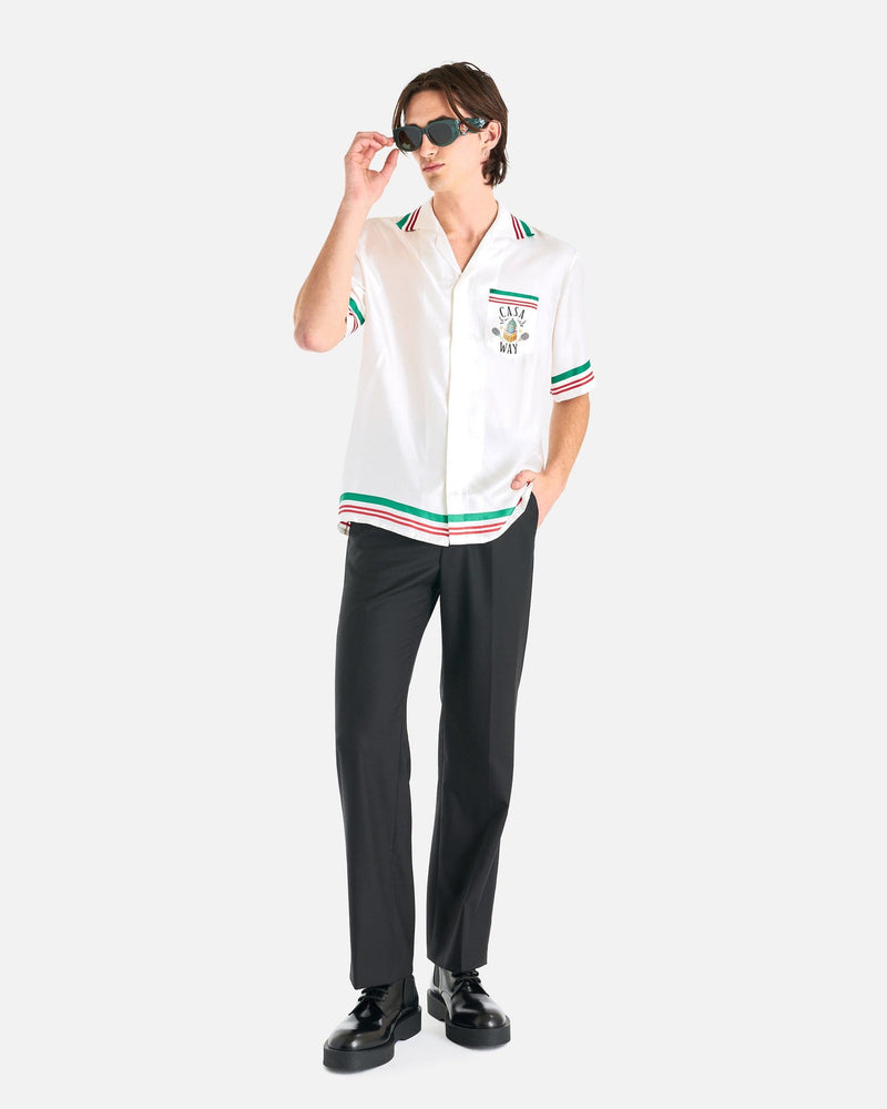 Casa Way Silk Twill Knitted Short Sleeve Shirt in White – SVRN