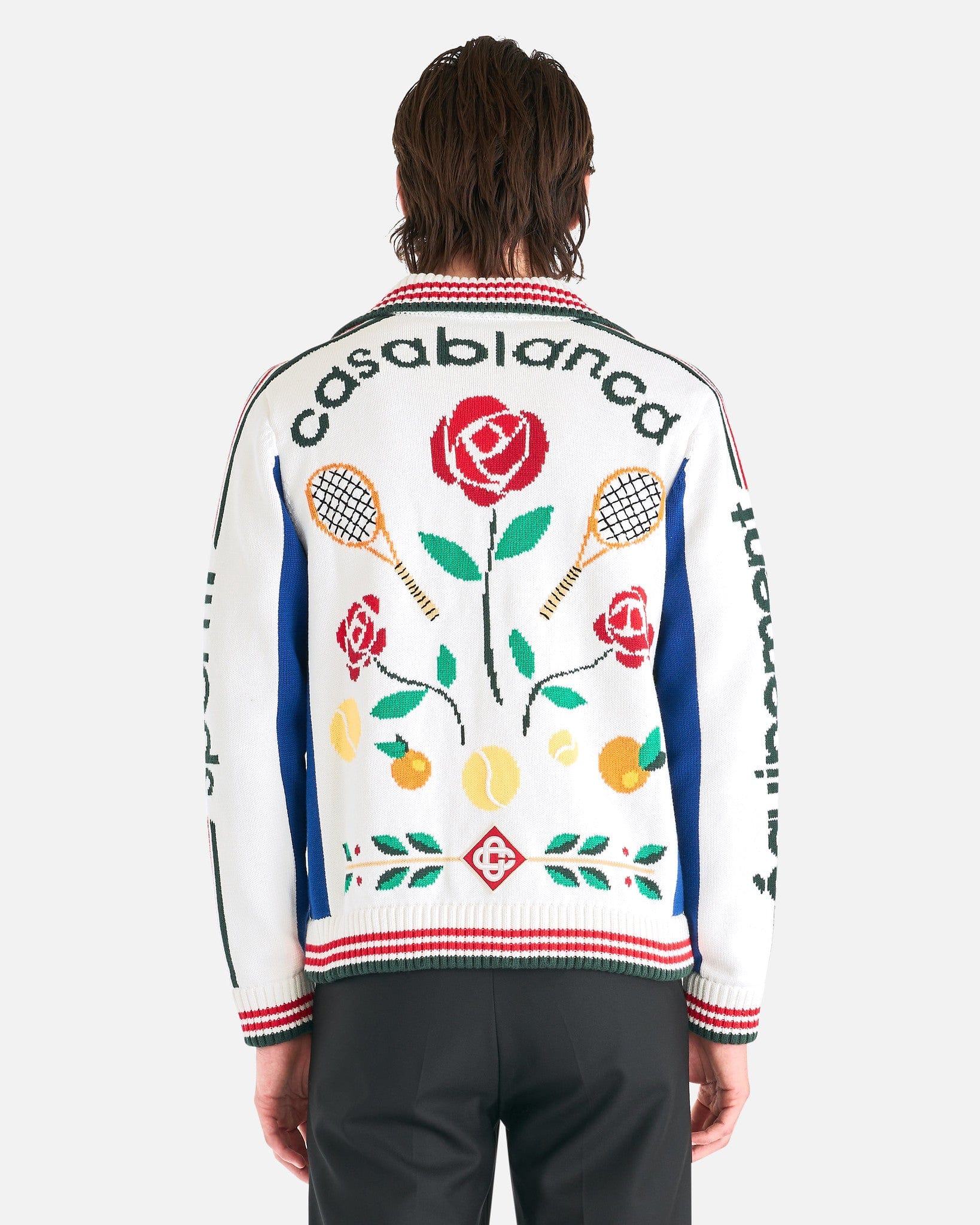 Casablanca Laurel Intarsia Knit Jacket in Multi – SVRN