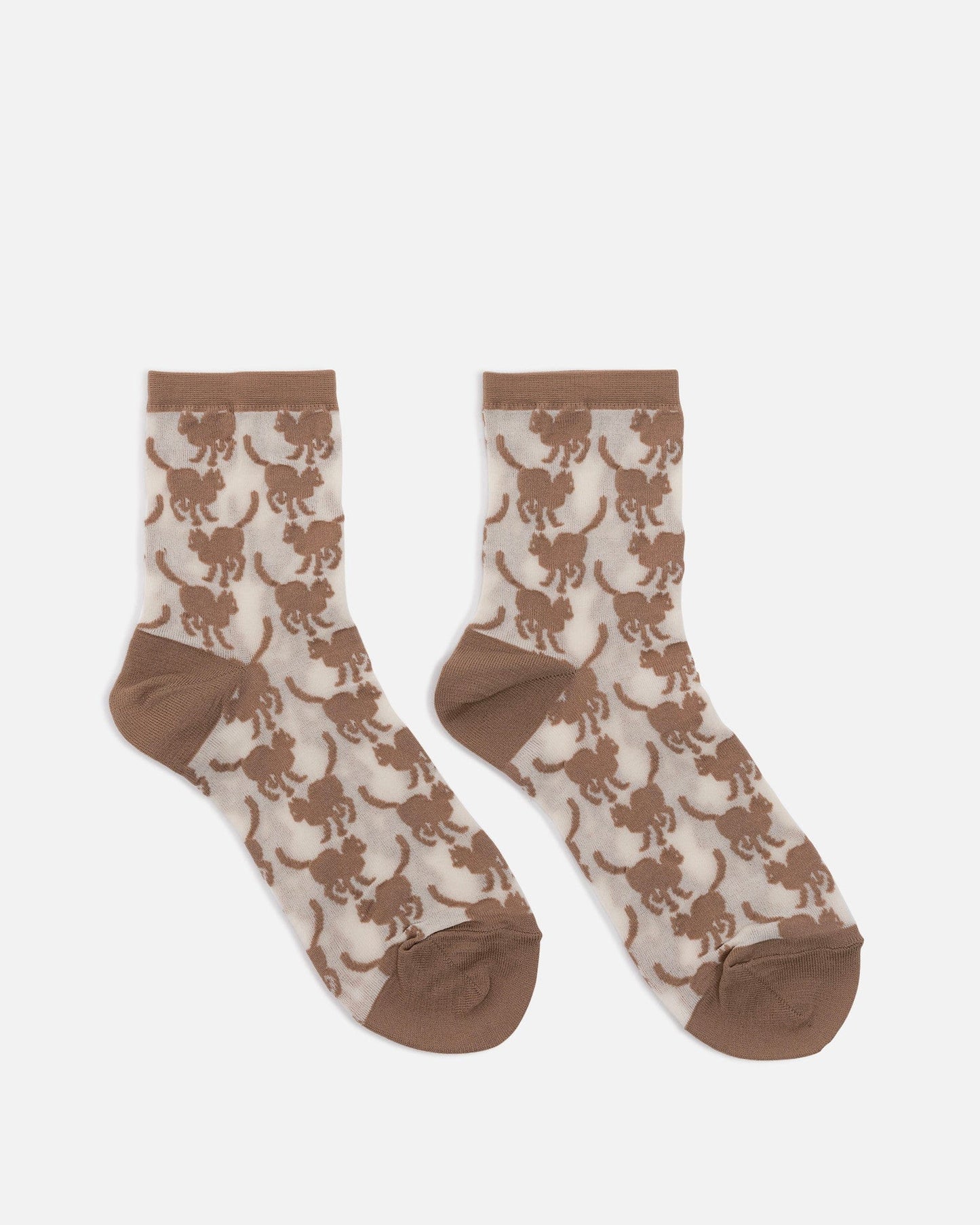 Undercover Women's Shoes O/S Cat Graphic Nylon Short Socks in Beige