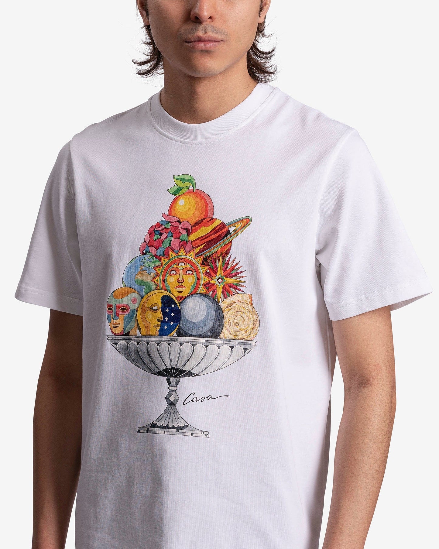 Casablanca Men's T-Shirts Celestial Pyramid T-Shirt in White