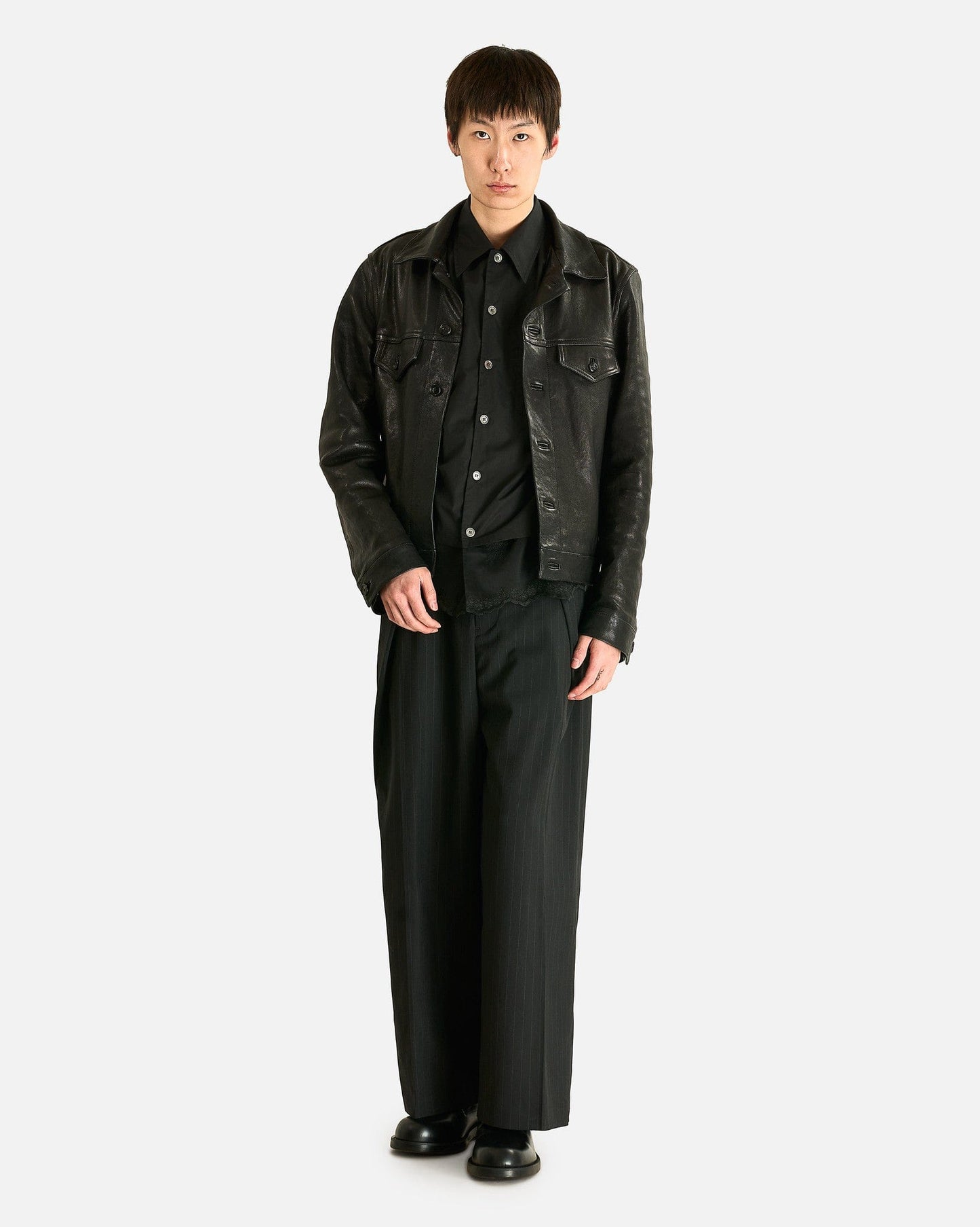 Sacai Men's Pants Chalk Stripe Pants in Black