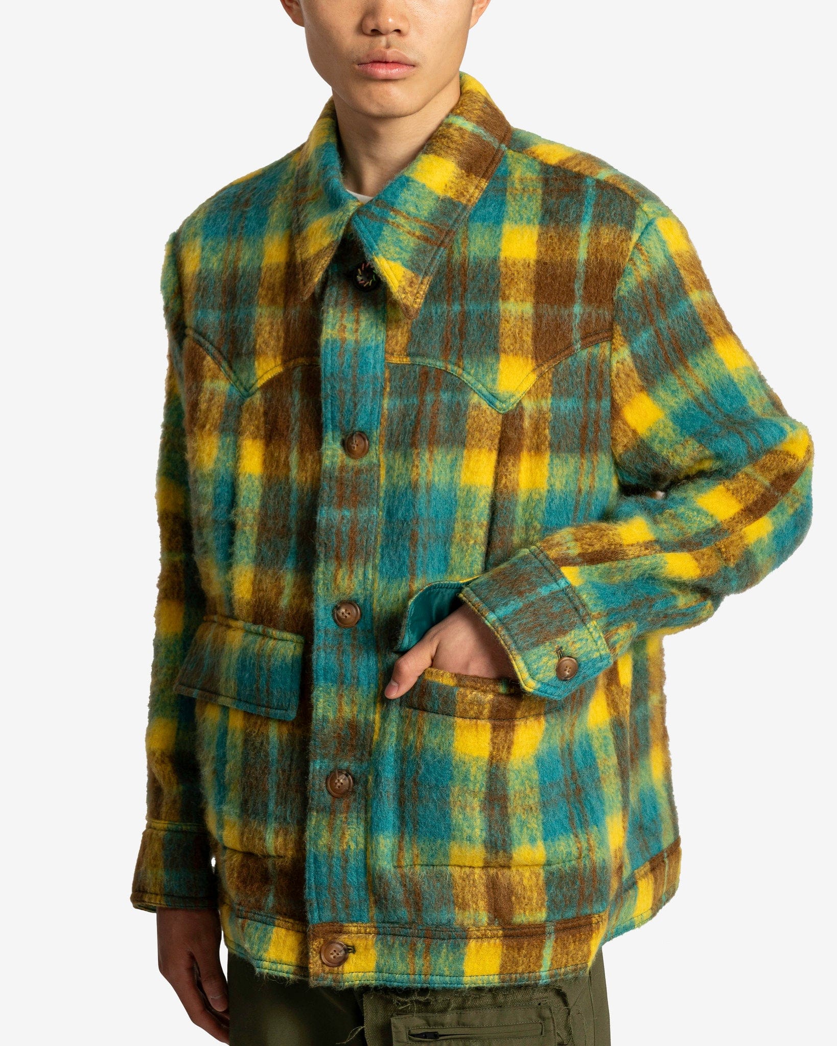 Andersson Bell Men's Jackets Chauny Wool Check Jacket in Yellow/Brown