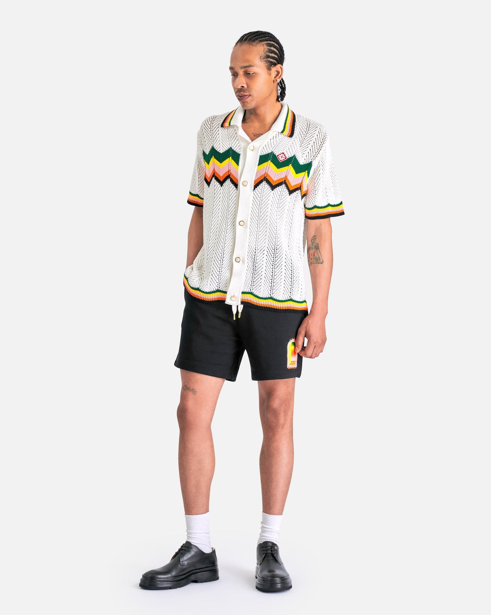 Chevron Lace Shirt in White/Multi – SVRN