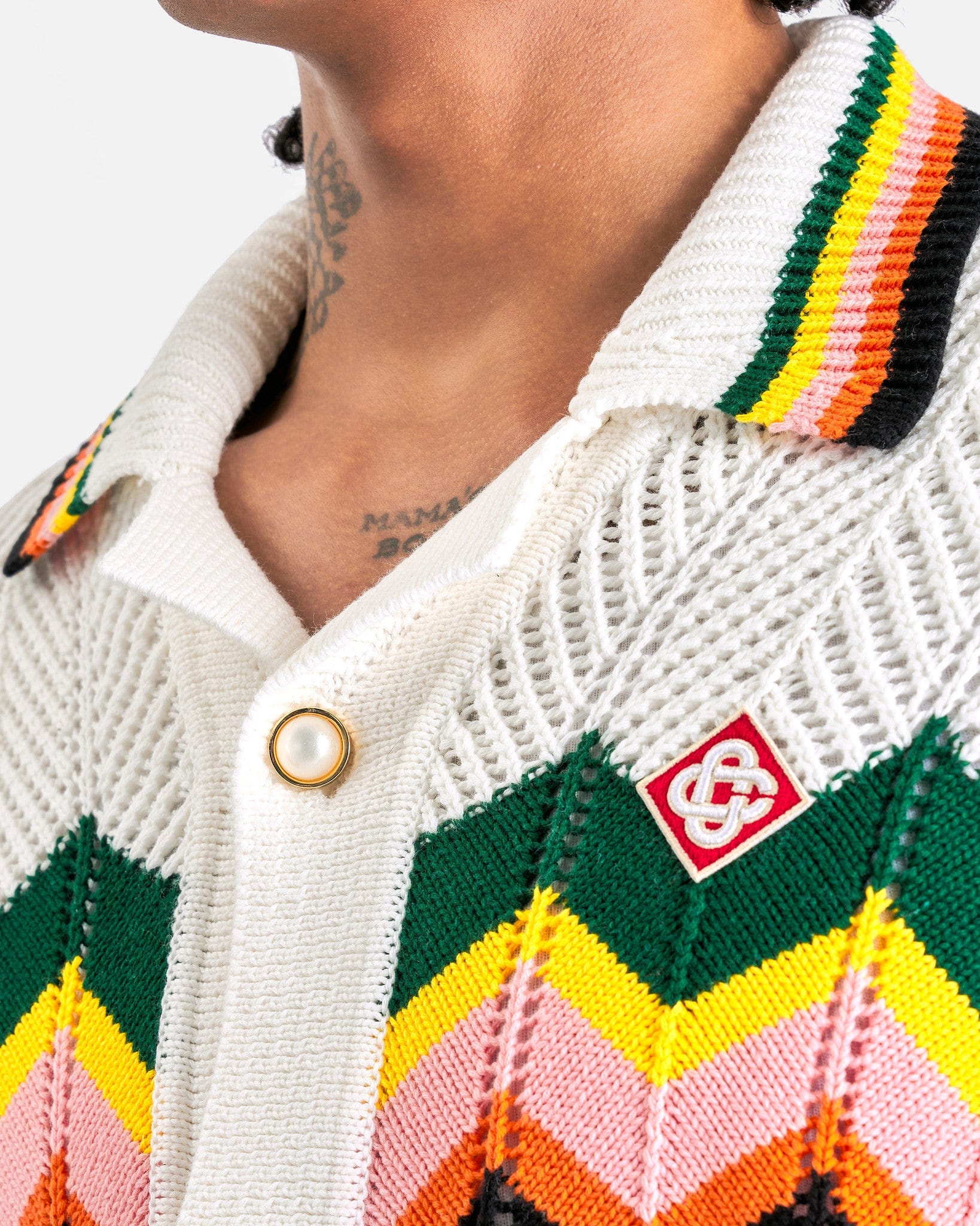 Chevron Lace Shirt in White/Multi – SVRN