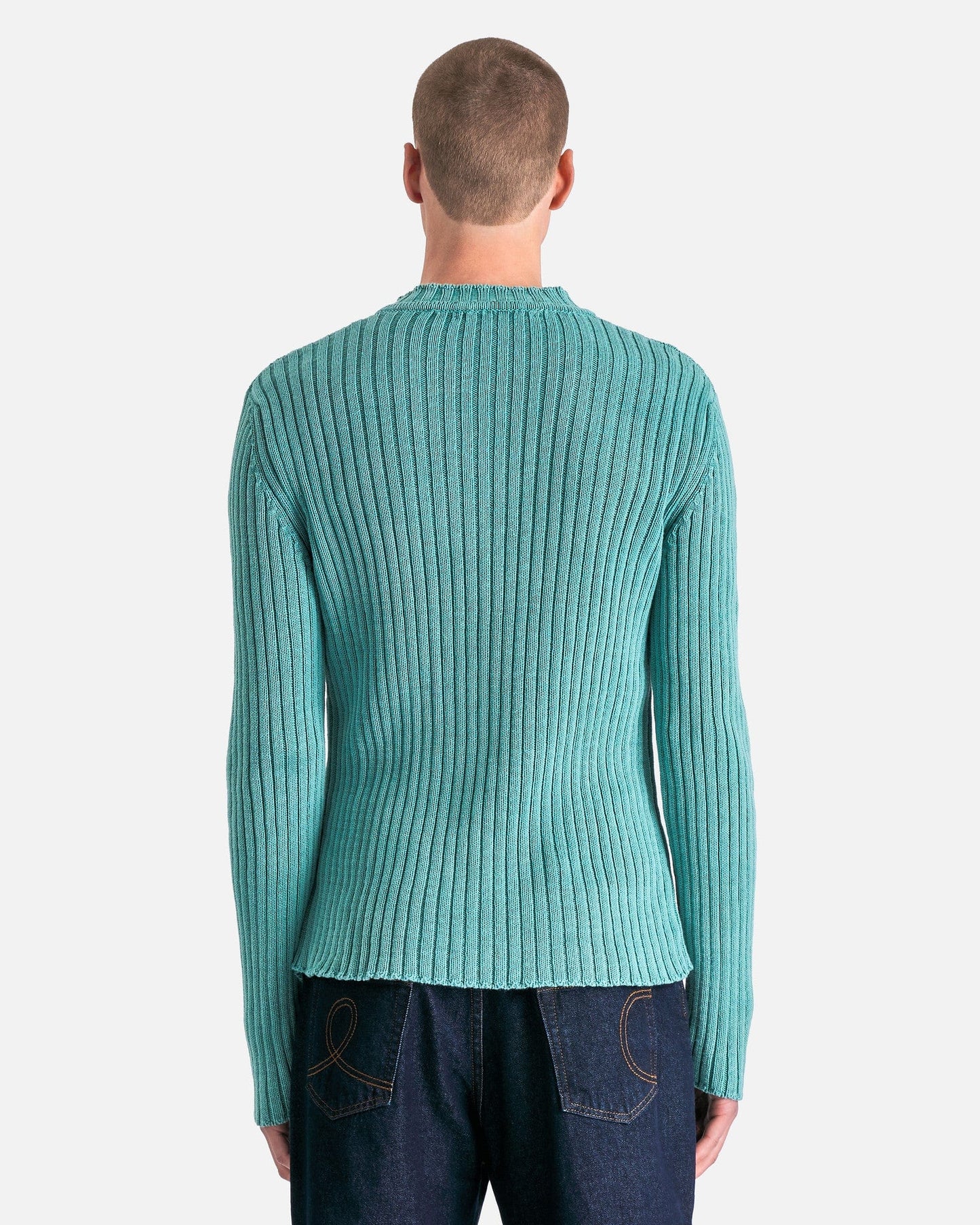 Edward Cuming Men's Sweater Circle Fadeout Sweater in Aqua