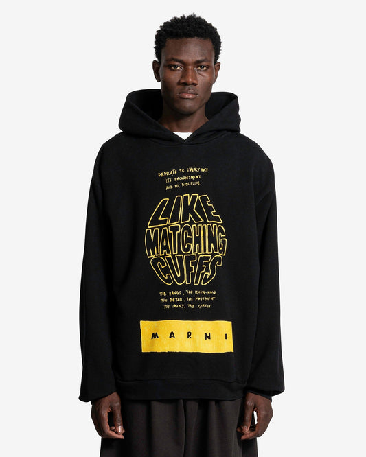 Marni Men's Sweatshirts Circle Logo Pullover Hoodie in Black