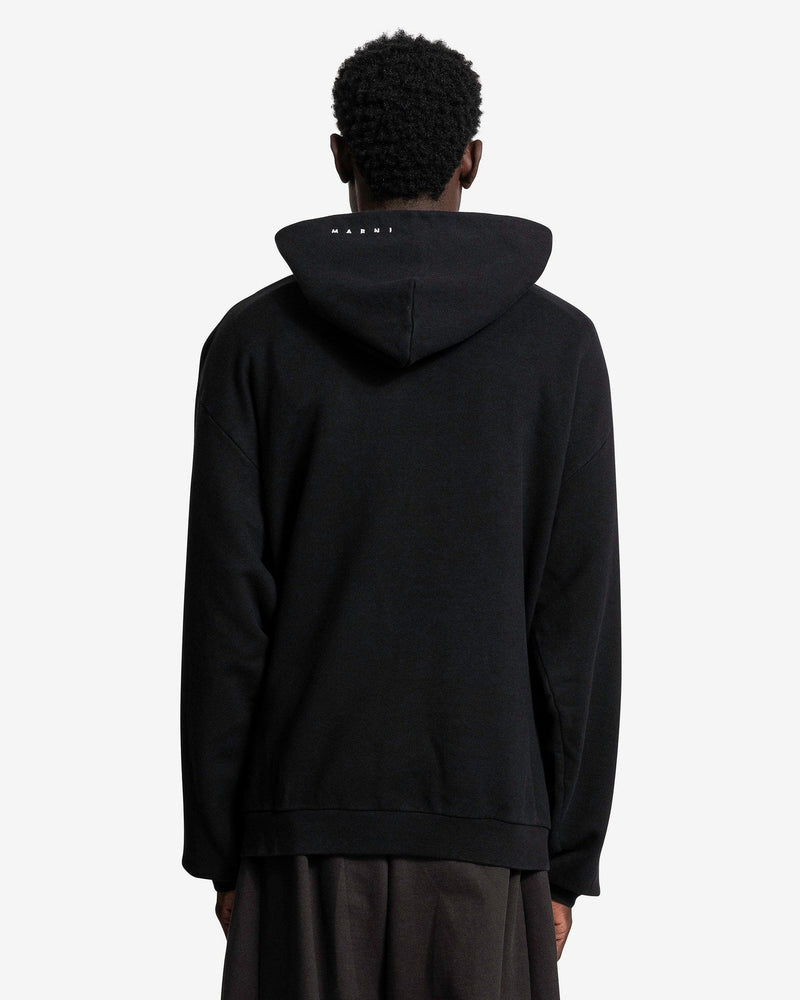 Marni Men's Sweatshirts Circle Logo Pullover Hoodie in Black