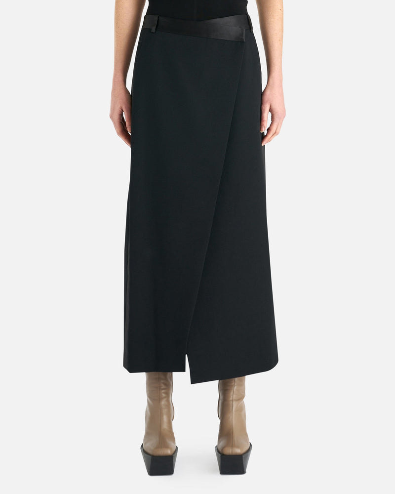 Simkhai Women Skirts Clarisse Satin Combo Overlap Maxi Skirt in Black