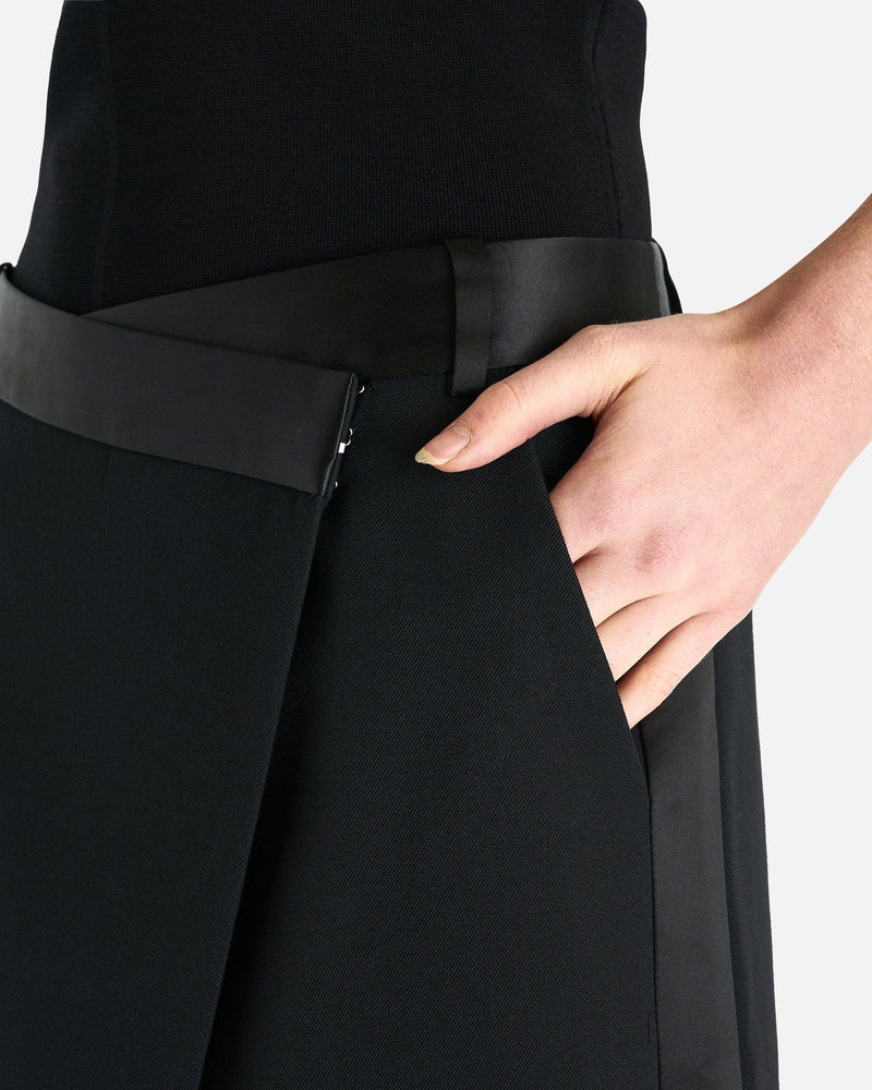 Simkhai Women Skirts Clarisse Satin Combo Overlap Maxi Skirt in Black