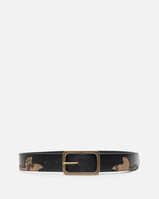 Dries Van Noten Leather Goods Classic Leather Belt in Black Floral