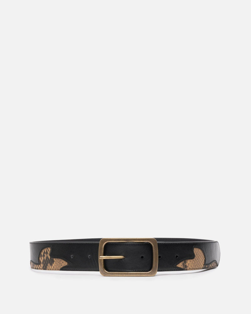Dries Van Noten Leather Goods Classic Leather Belt in Black Floral