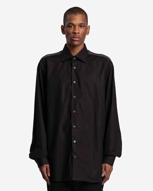 Raf Simons Men's Shirts Classic Shirt with Net Insert in Black/Dark Grey