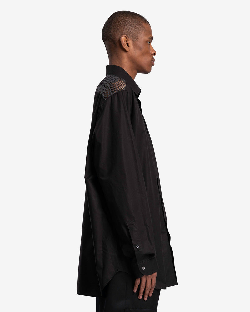 Raf Simons Men's Shirts Classic Shirt with Net Insert in Black/Dark Grey