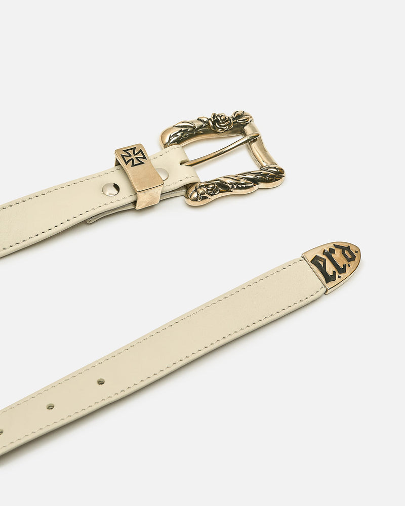 Enfants Riches Deprimes Leather Goods Classic Stitched Belt in White