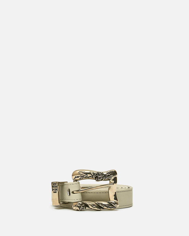Enfants Riches Deprimes Leather Goods Classic Stitched Belt in White
