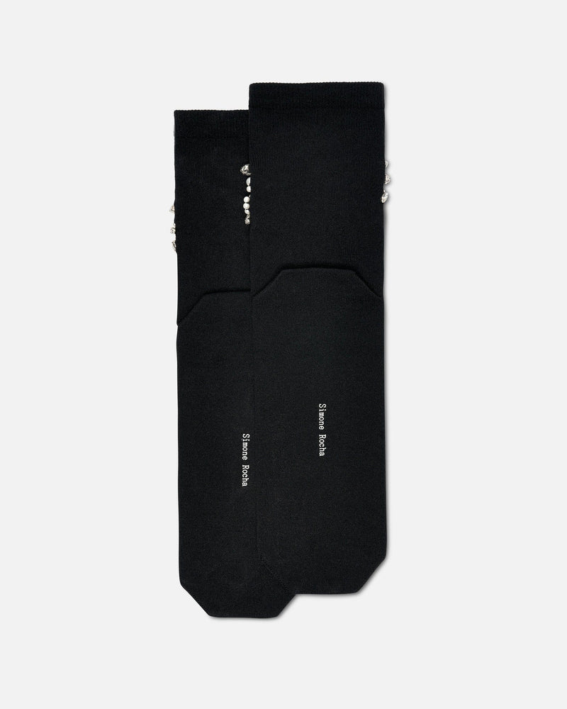Simone Rocha Men's Socks O/S Cluster Flower Beaded Sock in Black/Pearl
