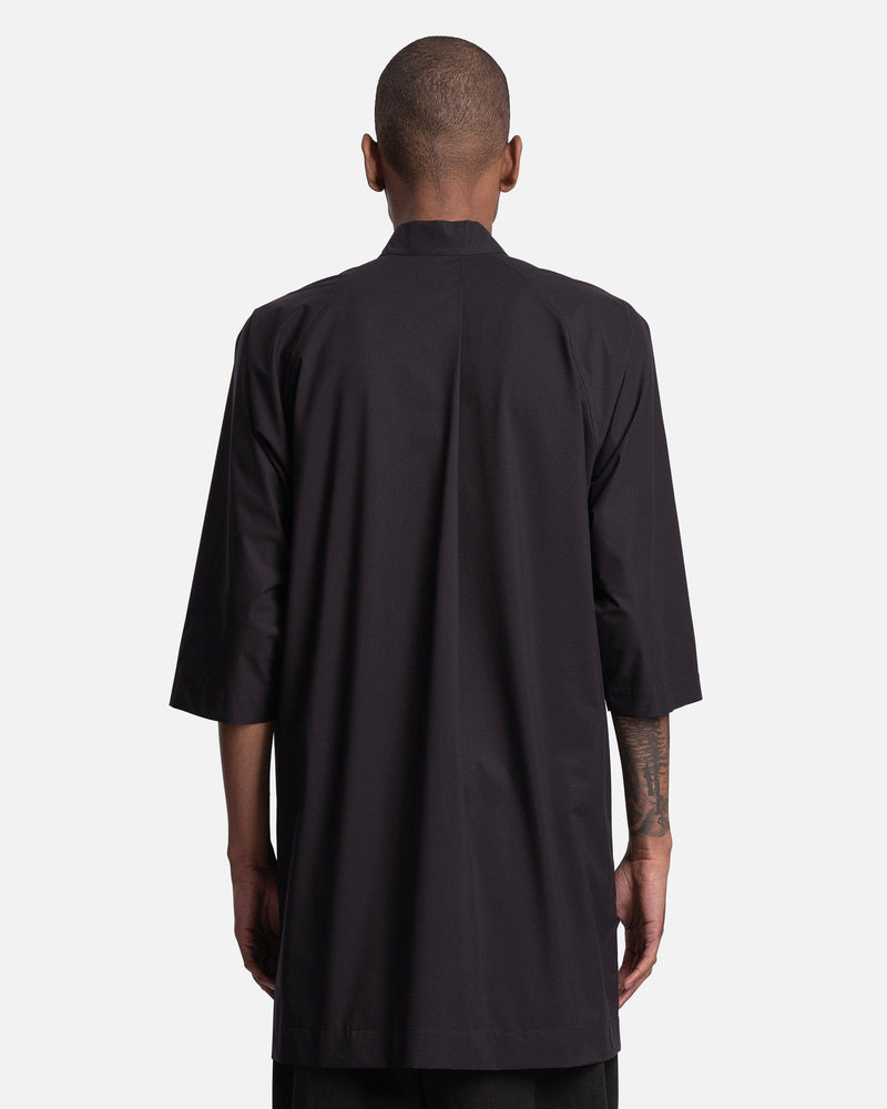 Homme Plissé Issey Miyake Men's Shirts Collarless Stretch Shirt in Black
