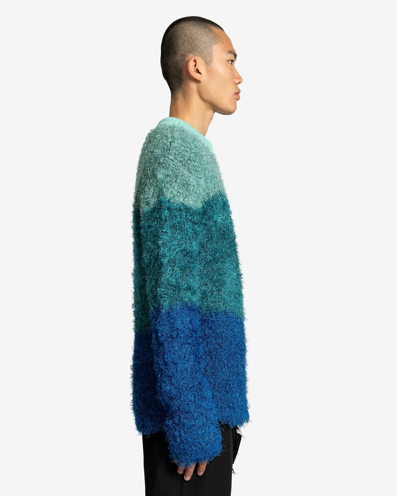 Color-Block Shaggy Sweater in Blue
