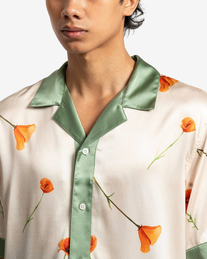 Nahmias Men's Shirts Colorblock Poppy Short Sleeve Silk Shirt in Ivory