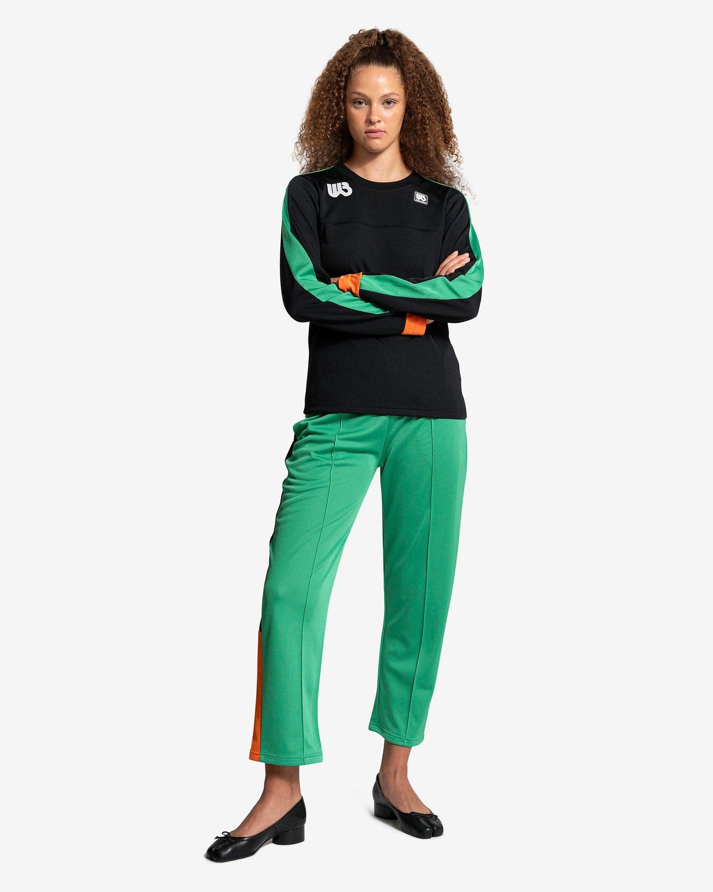 Wales Bonner Women Pants Commune Trackpant in Green-Black/Orange