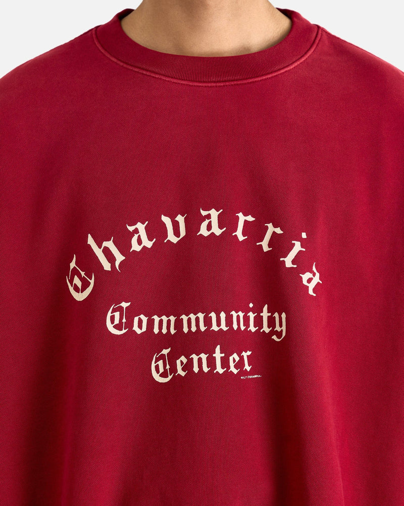 Willy Chavarria Men Sweaters "Community Centre" Hooligan Crew in Harvard Red