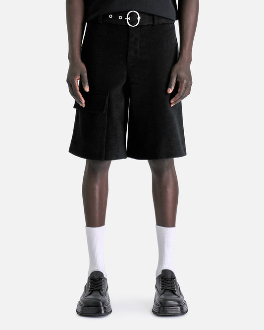 Jil Sander Men's Shorts Corduroy Belted Shorts in Black