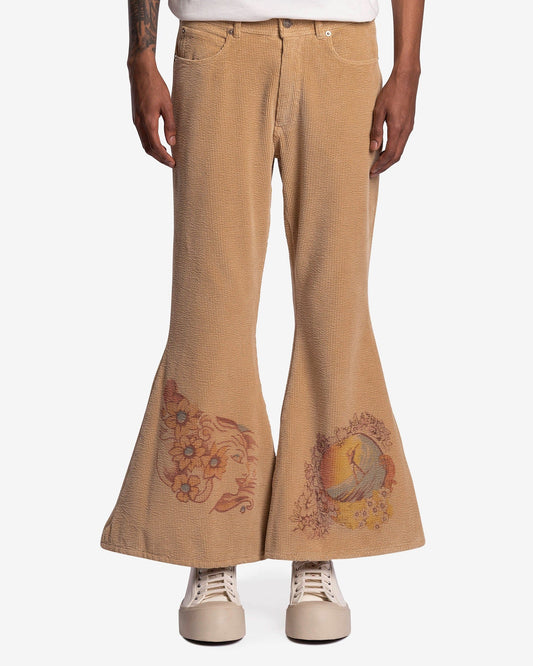 ERL Men's Pants Corduroy Flared Pants in Beige