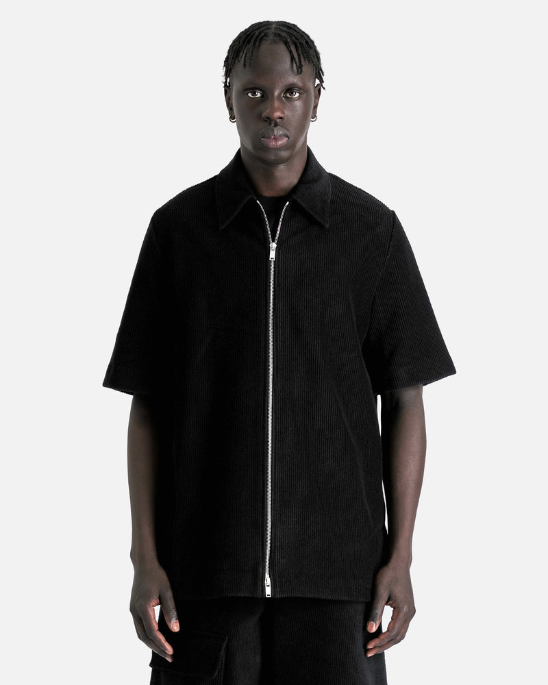 Corduroy Zip Short Sleeve in Black SVRN Corduroy Zip Short Sleeve in Black SVRN