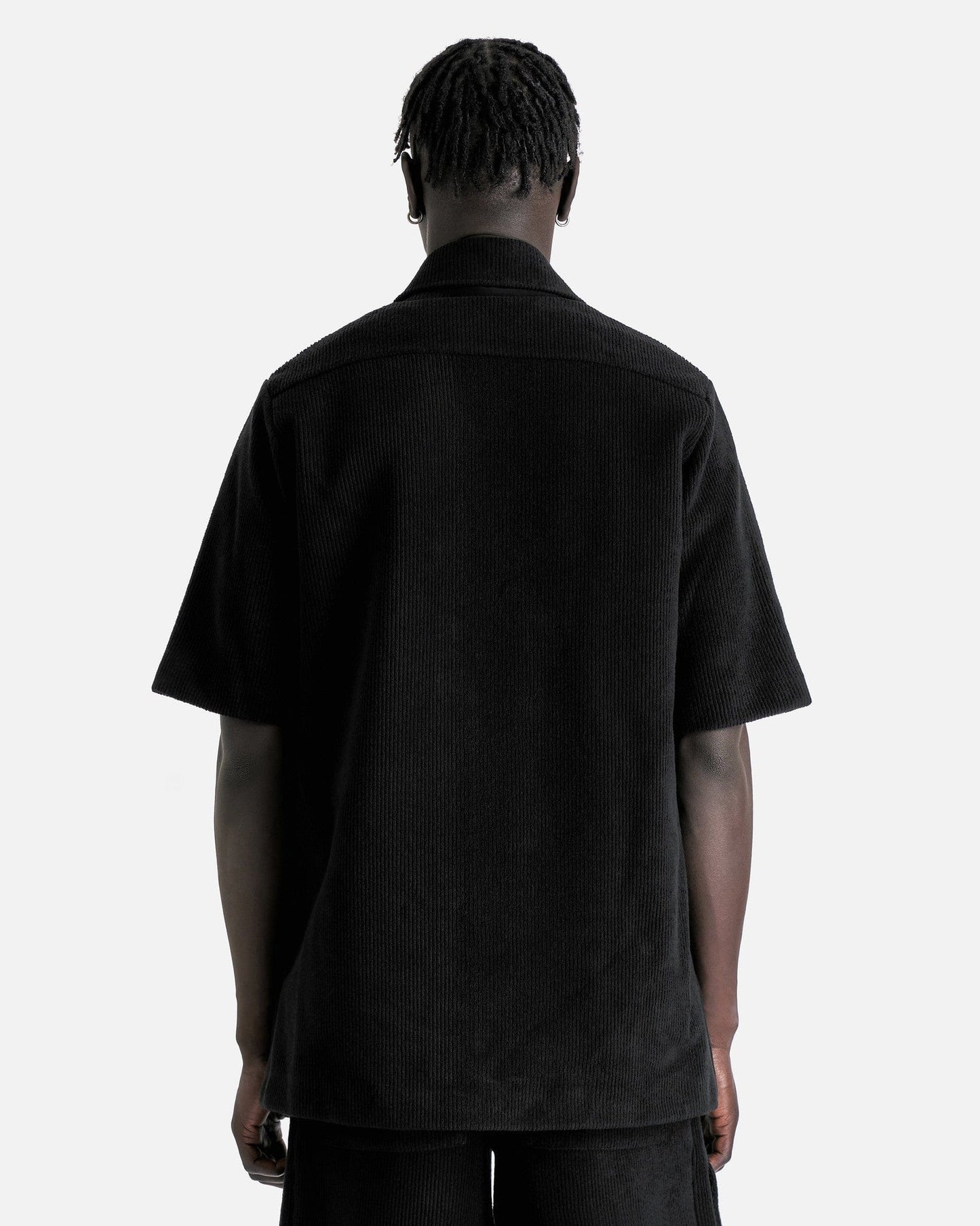 Jil Sander Men's Shirts Corduroy Zip Short Sleeve in Black