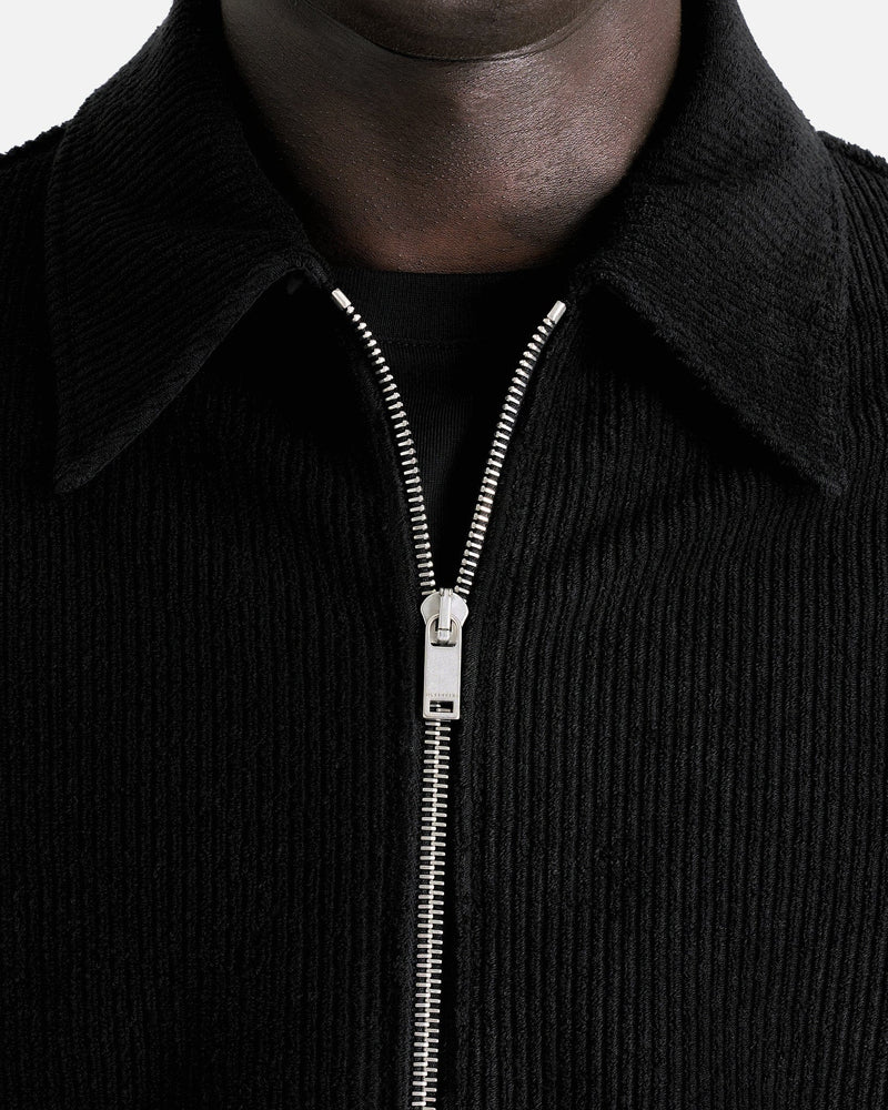Jil Sander Men's Shirts Corduroy Zip Short Sleeve in Black