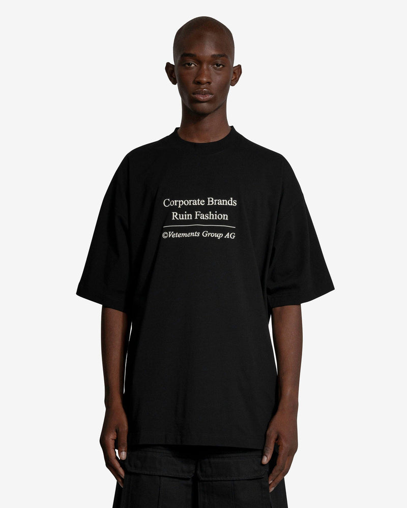 VETEMENTS Men's T-Shirts Corporate Brand T-Shirt in Black