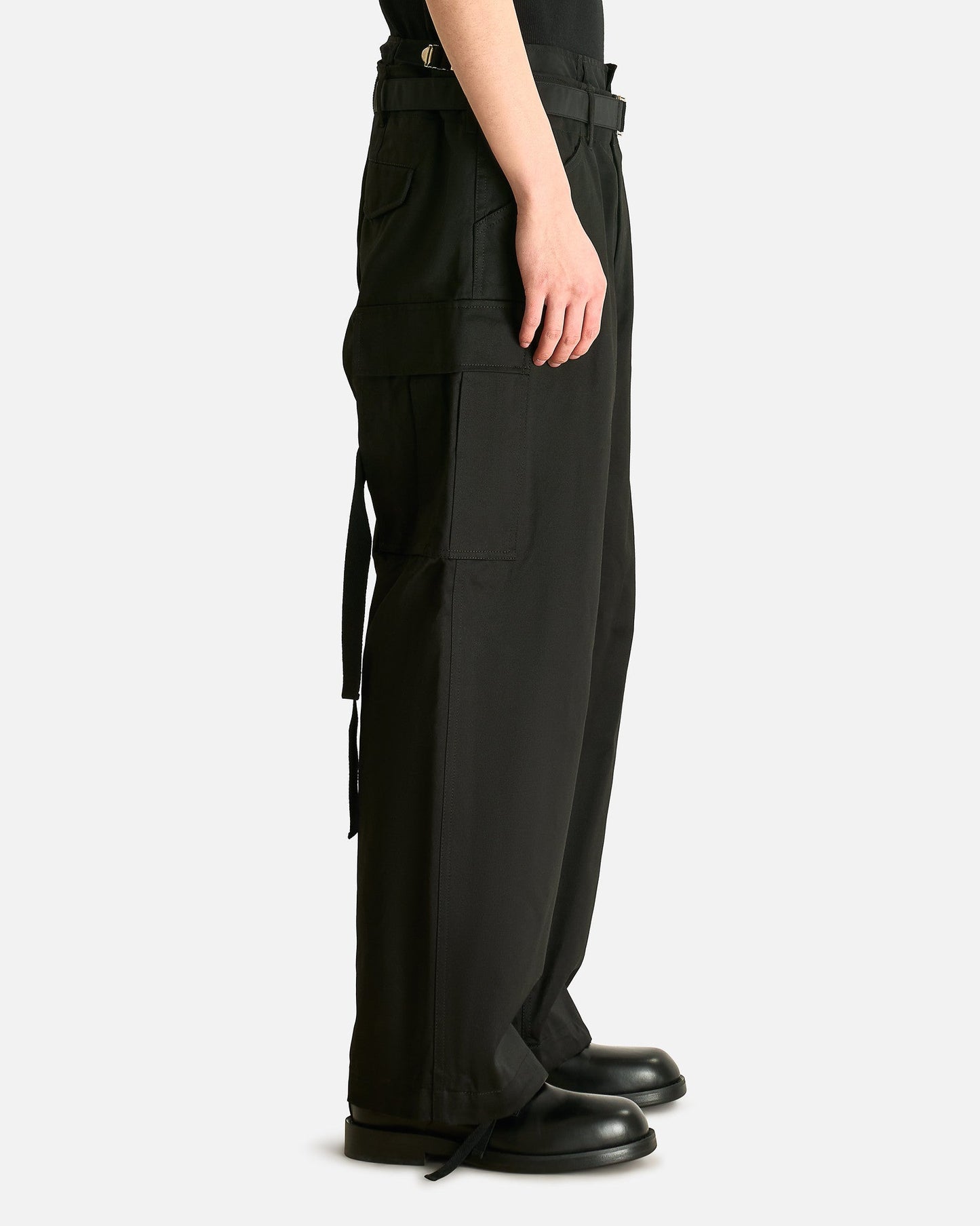 Sacai Men's Pants Cotton Chino Nylon Twill Pants in Black
