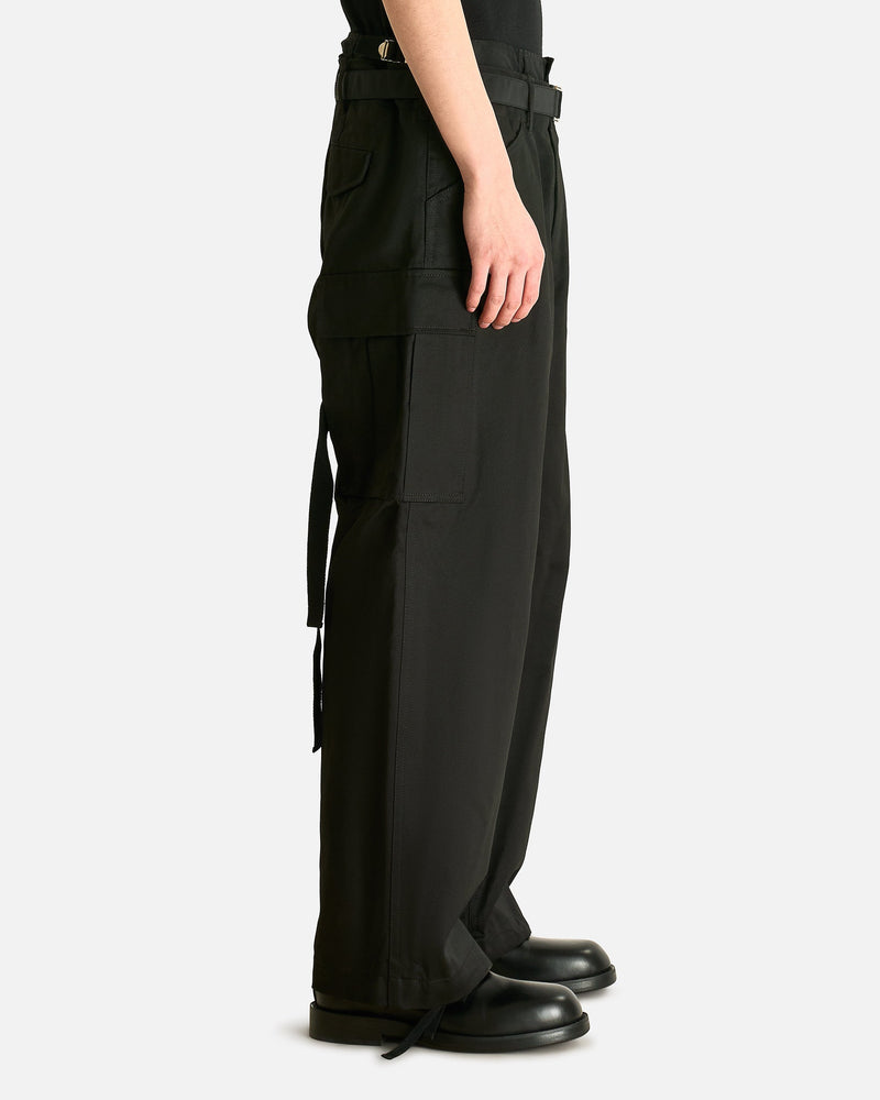 Sacai Men's Pants Cotton Chino Nylon Twill Pants in Black