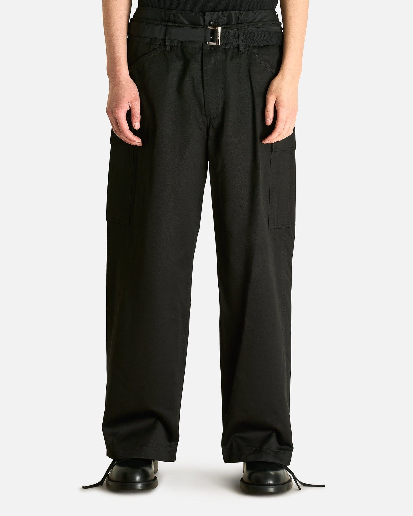 Sacai Men's Pants Cotton Chino Nylon Twill Pants in Black
