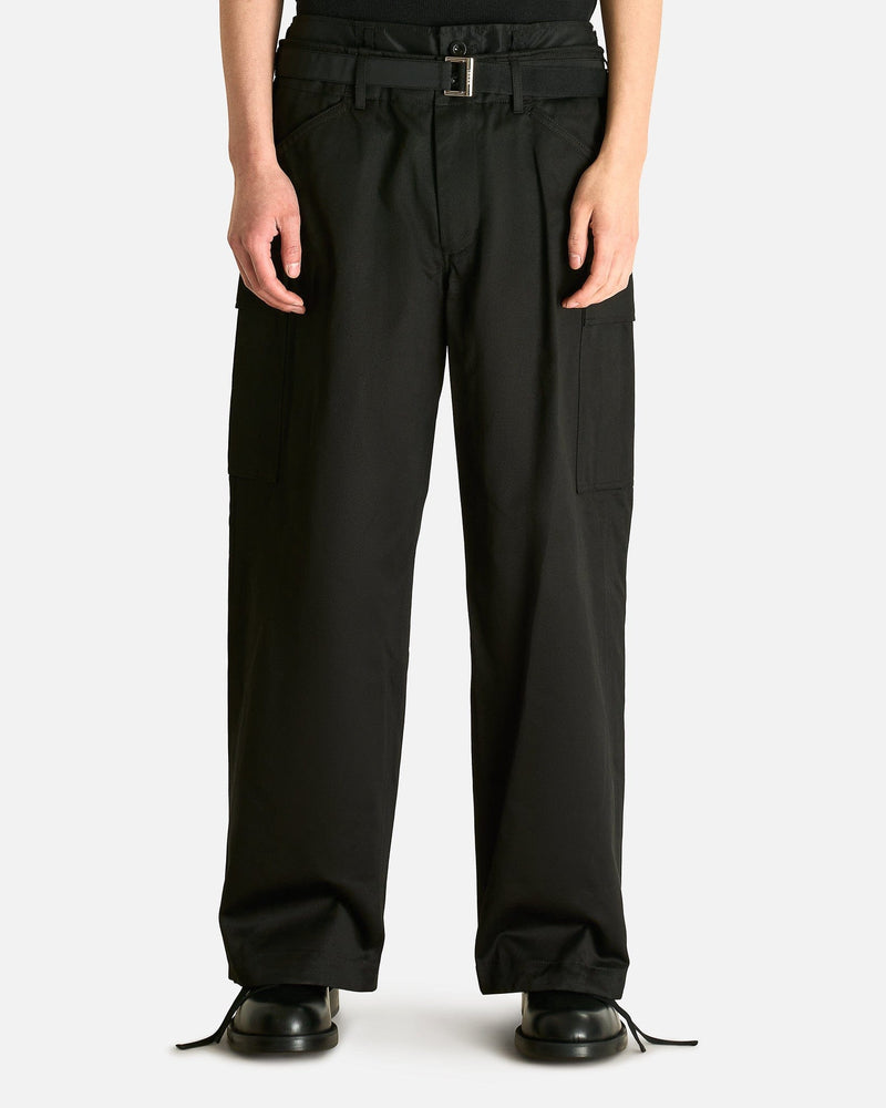 Sacai Men's Pants Cotton Chino Nylon Twill Pants in Black