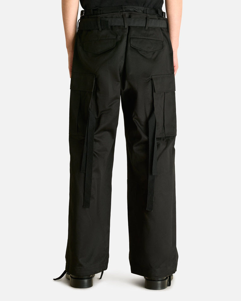 Sacai Men's Pants Cotton Chino Nylon Twill Pants in Black