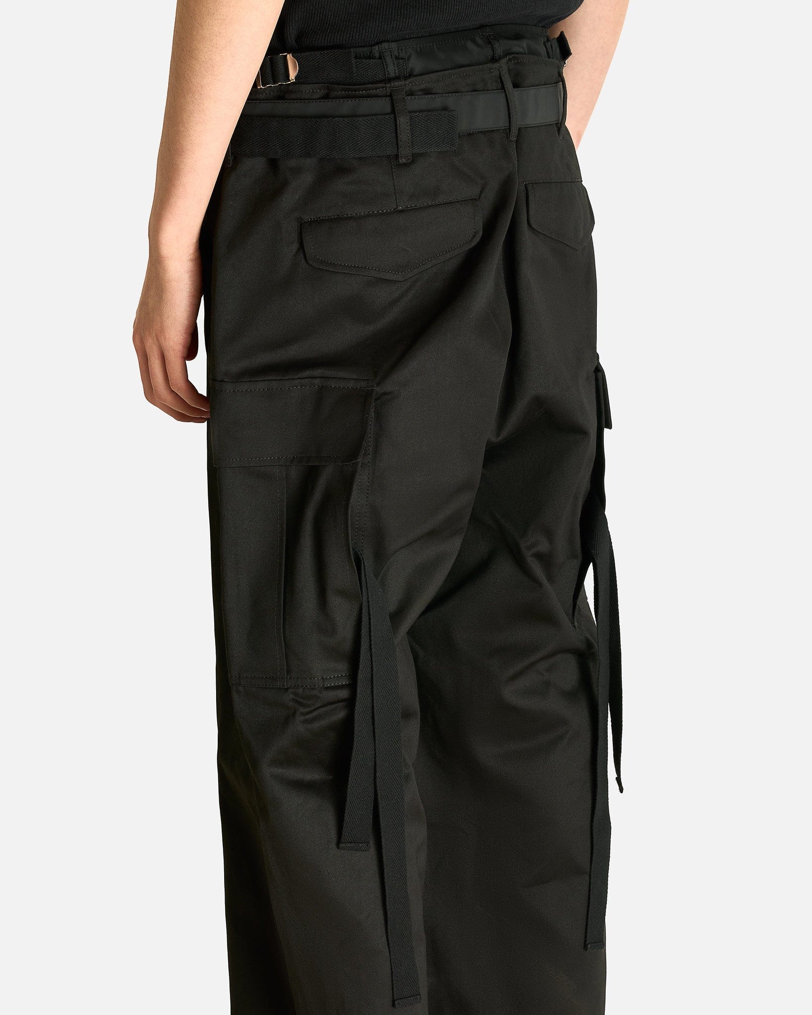 Sacai Men's Pants Cotton Chino Nylon Twill Pants in Black