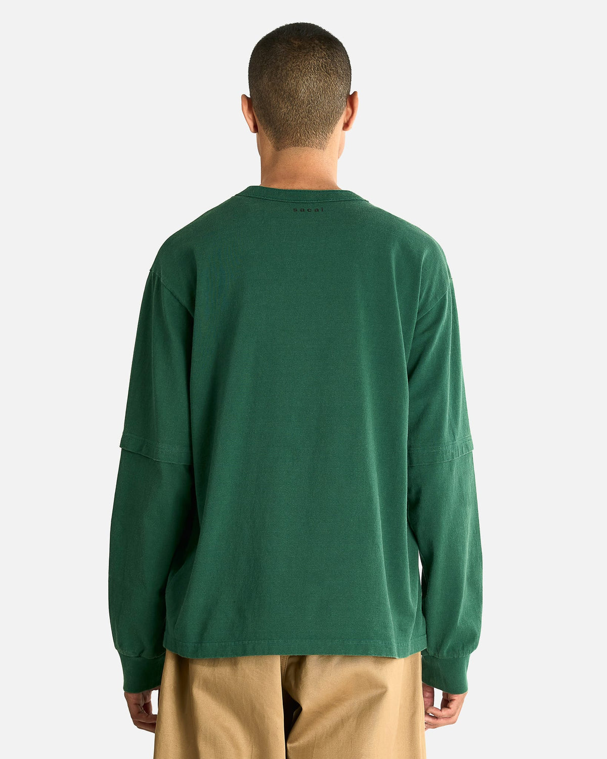 Sacai Men's T-shirts Cotton Jersey L/S T-Shirt in Green