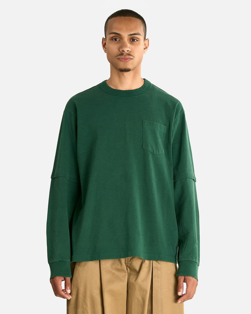Sacai Men's T-shirts Cotton Jersey L/S T-Shirt in Green