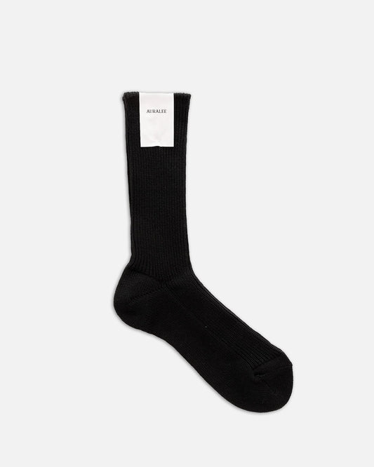 Auralee Men's Socks OS Cotton Low Gauge Socks in Black