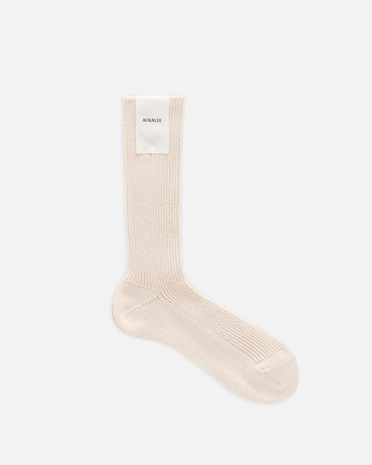 Auralee Men's Socks OS Cotton Low Gauge Socks in Ivory