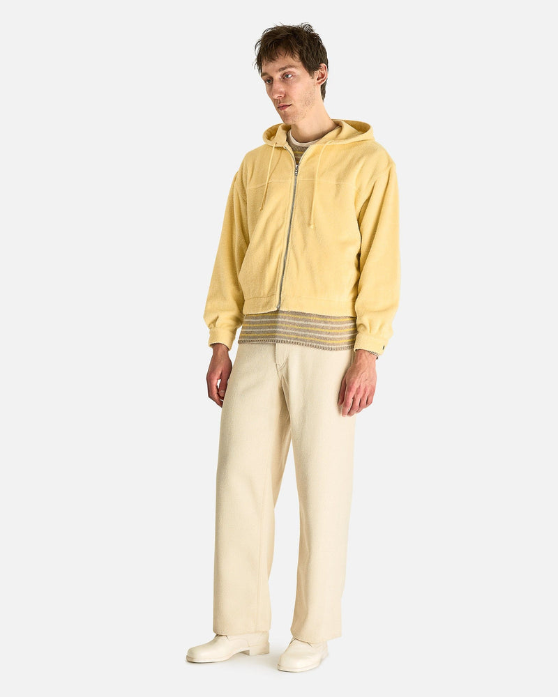 Auralee Men's Jackets Cotton Nylon Pile Zip Parka in Light Yellow