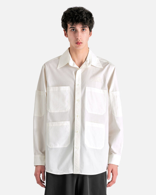 SVRN Cotton Poplin Pocket Shirt in Ivory