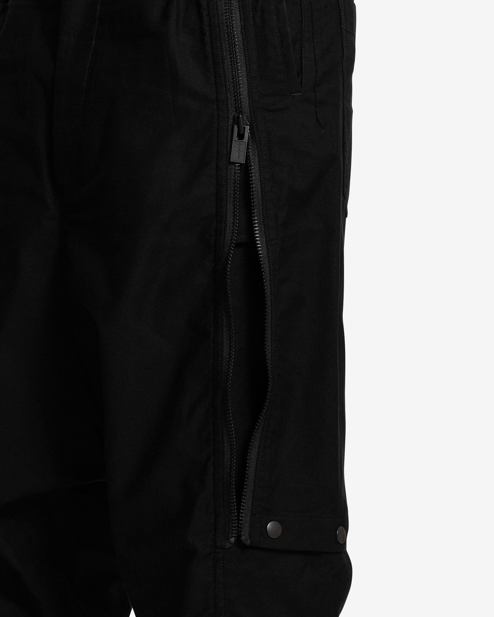 Yohji Yamamoto Pour Homme Men's Pants Cotton Twill Sarouel Pants with Zipper Details in Black
