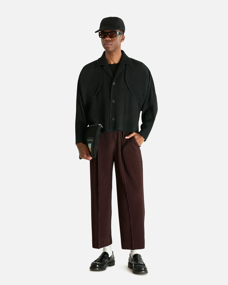 Homme Plissé Issey Miyake Men's Jackets Cover and Fold Blouson in Black