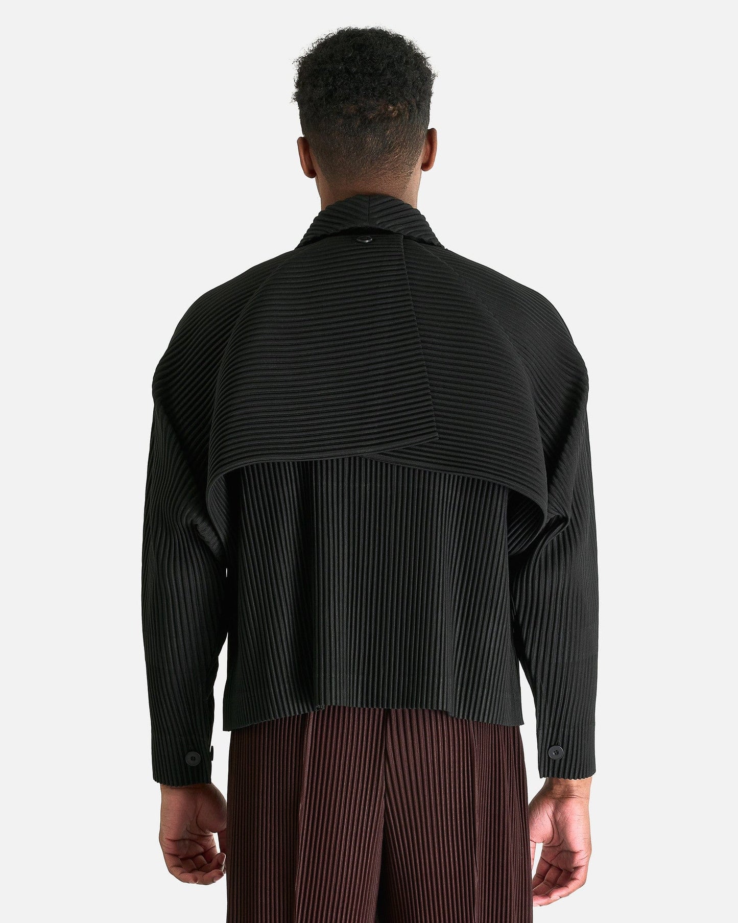 Homme Plissé Issey Miyake Men's Jackets Cover and Fold Blouson in Black