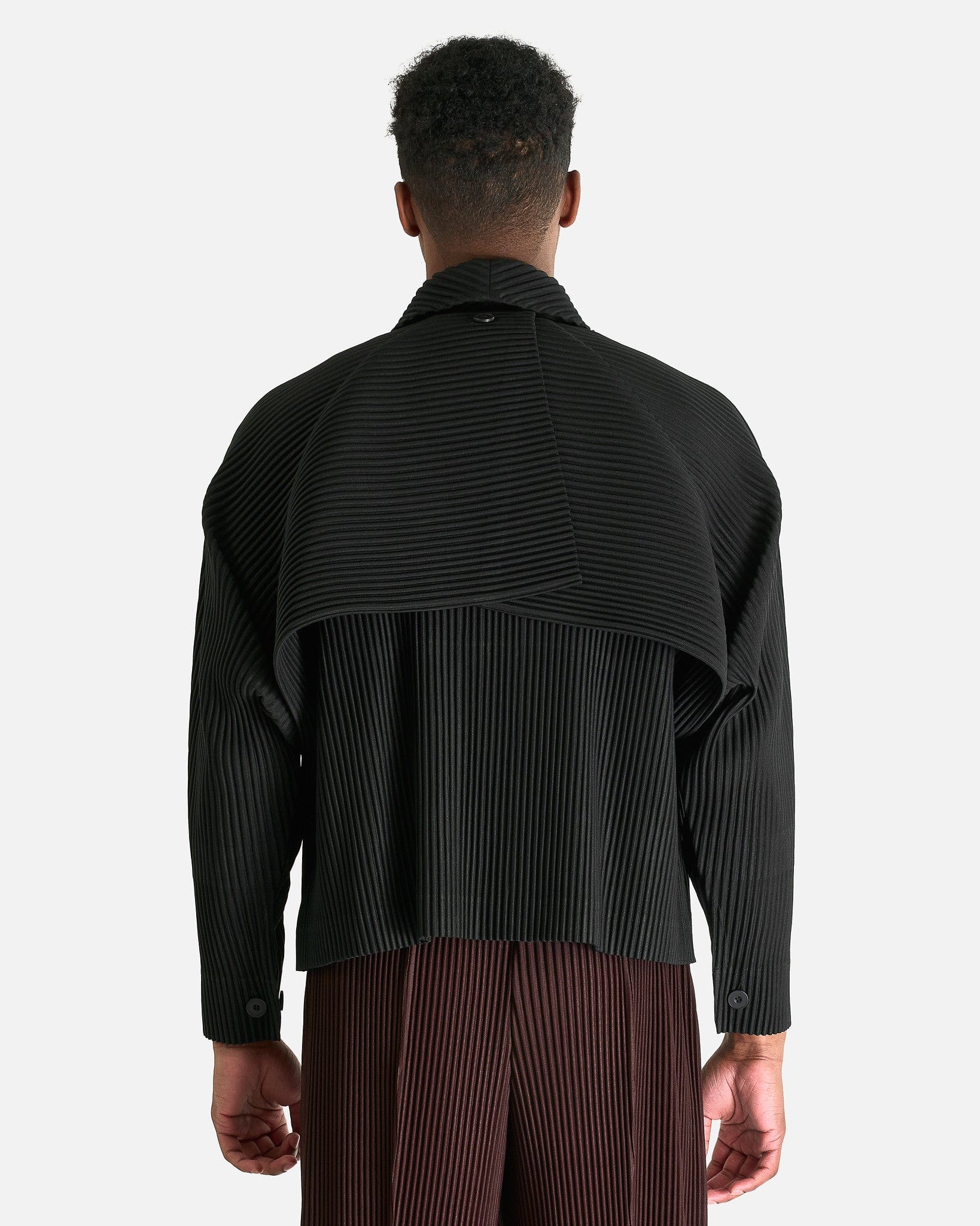 Homme Plissé Issey Miyake Men's Jackets Cover and Fold Blouson in Black