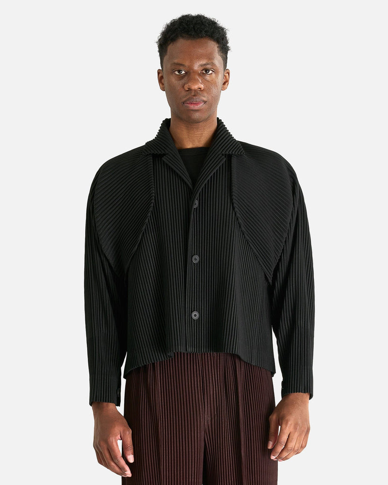 Homme Plissé Issey Miyake Men's Jackets Cover and Fold Blouson in Black